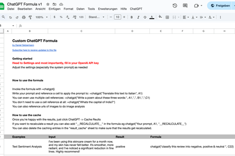 ChatGPT Copywriting Bot for Google Sheets