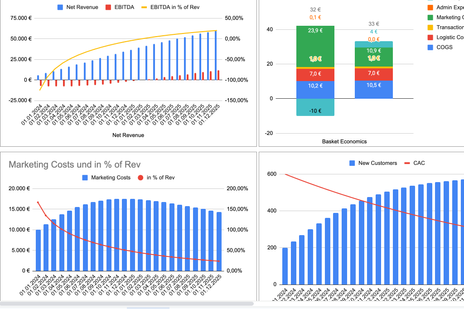 Ecommerce Planning Tool based on Cohorts (Google Sheets Model)